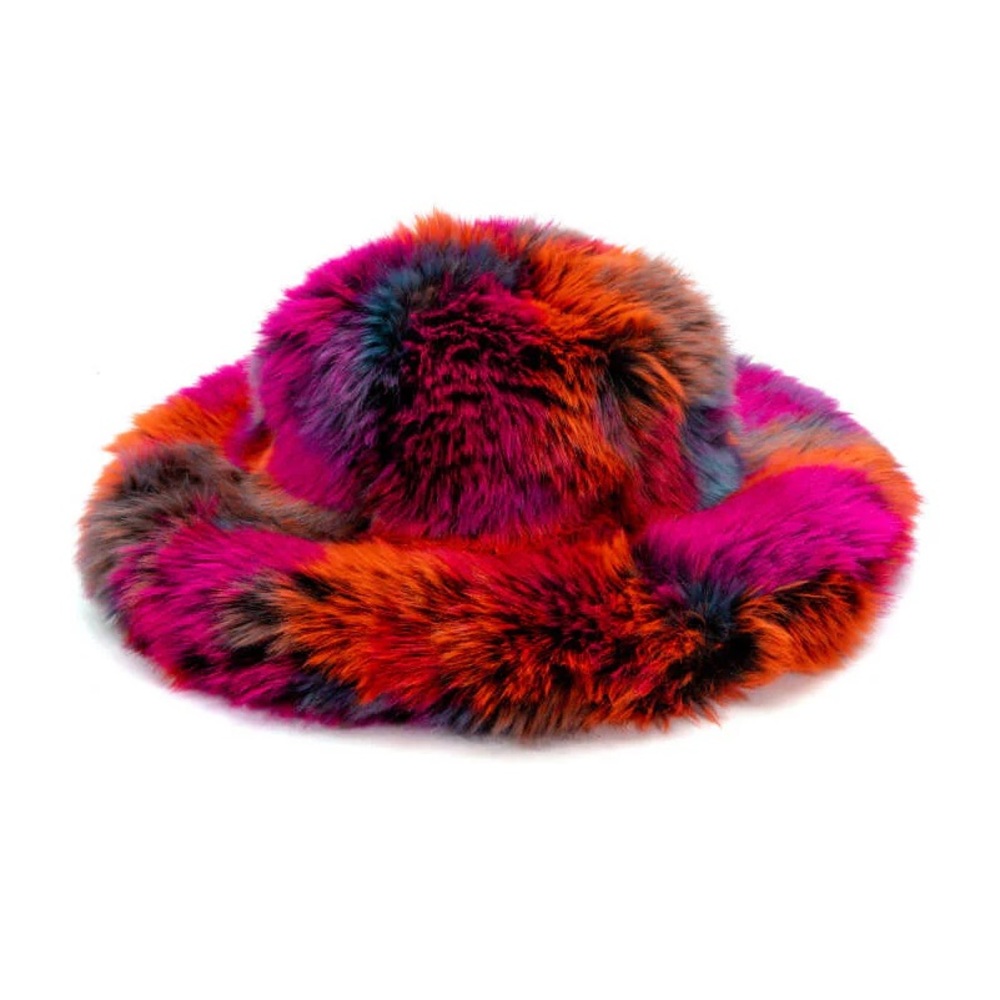 BIG Multicolor Faux Fur Bucket Hat